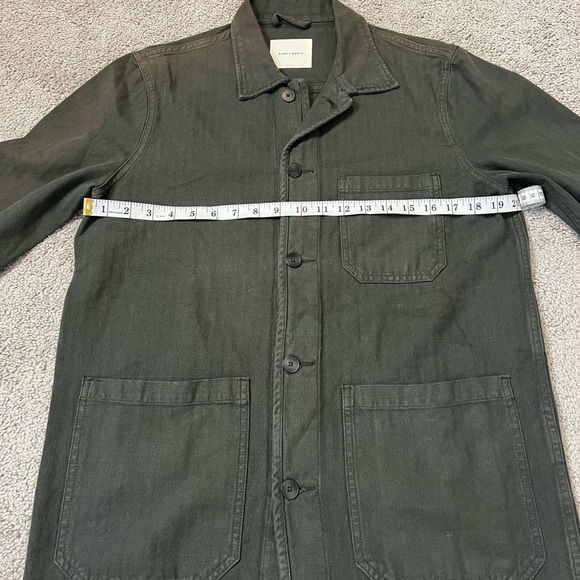 A Day’s March Men’s Cotton Original Herringbone Overshirt in Olive. Size Medium - Picture 11 of 13